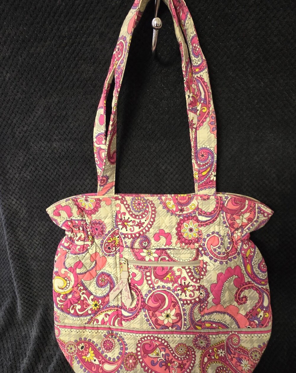 Vera Bradley Pink and Cream Paisley Quilted Tote